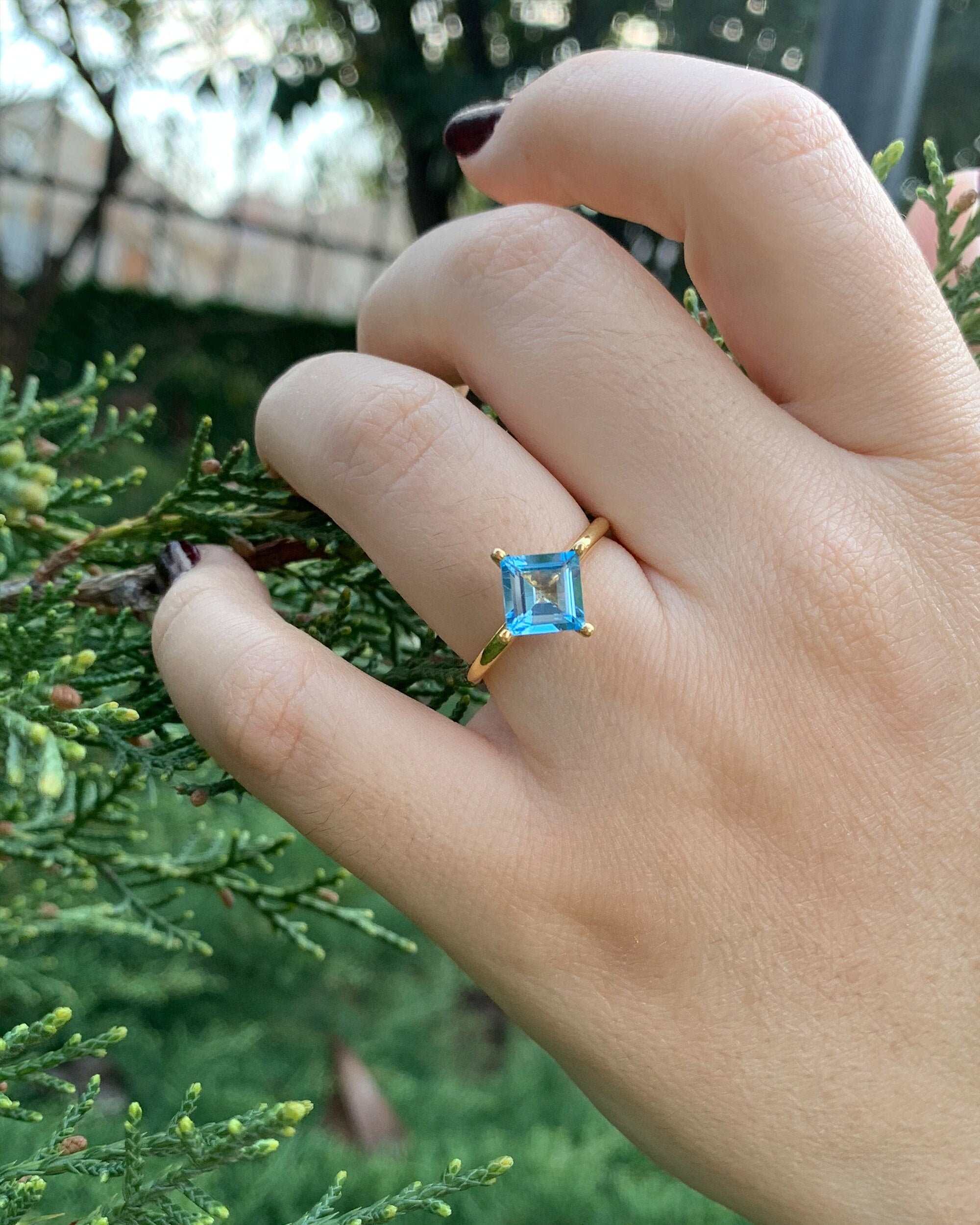 Topaz princess cut sale ring