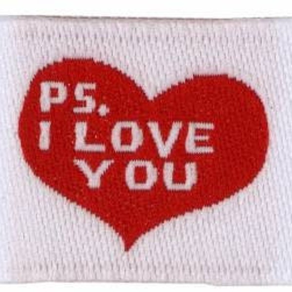 Tag-It-Ons "PS I Love You" Woven Quilt Labels