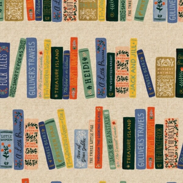 Book Club Linen Unbleached Canvas Metallic by Rifle Paper Co. Curio Line