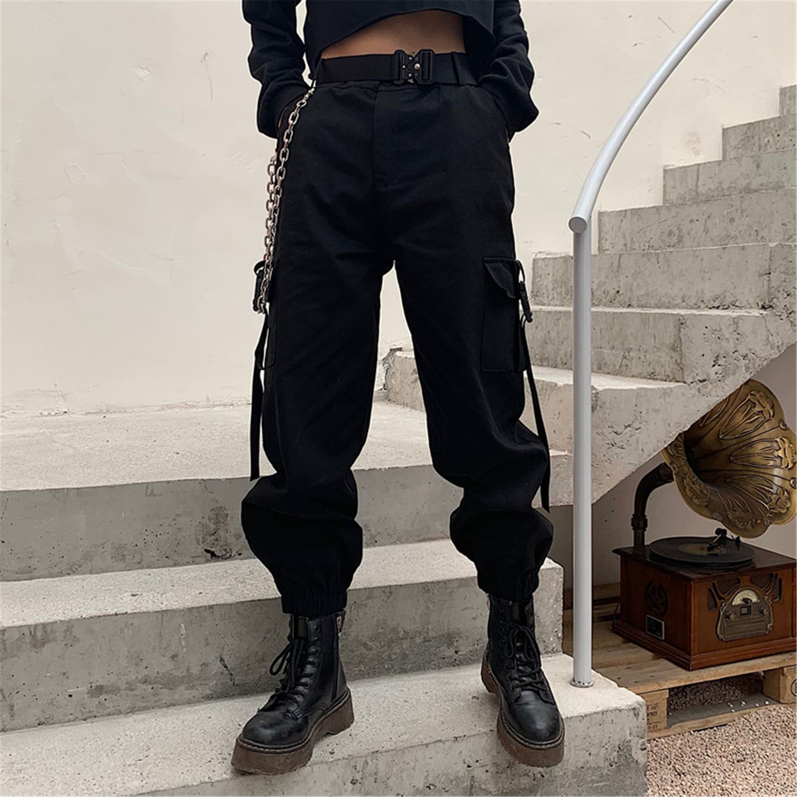 Women Techwear Cargo Pants Cyberpunk Straps Streetwear | Etsy