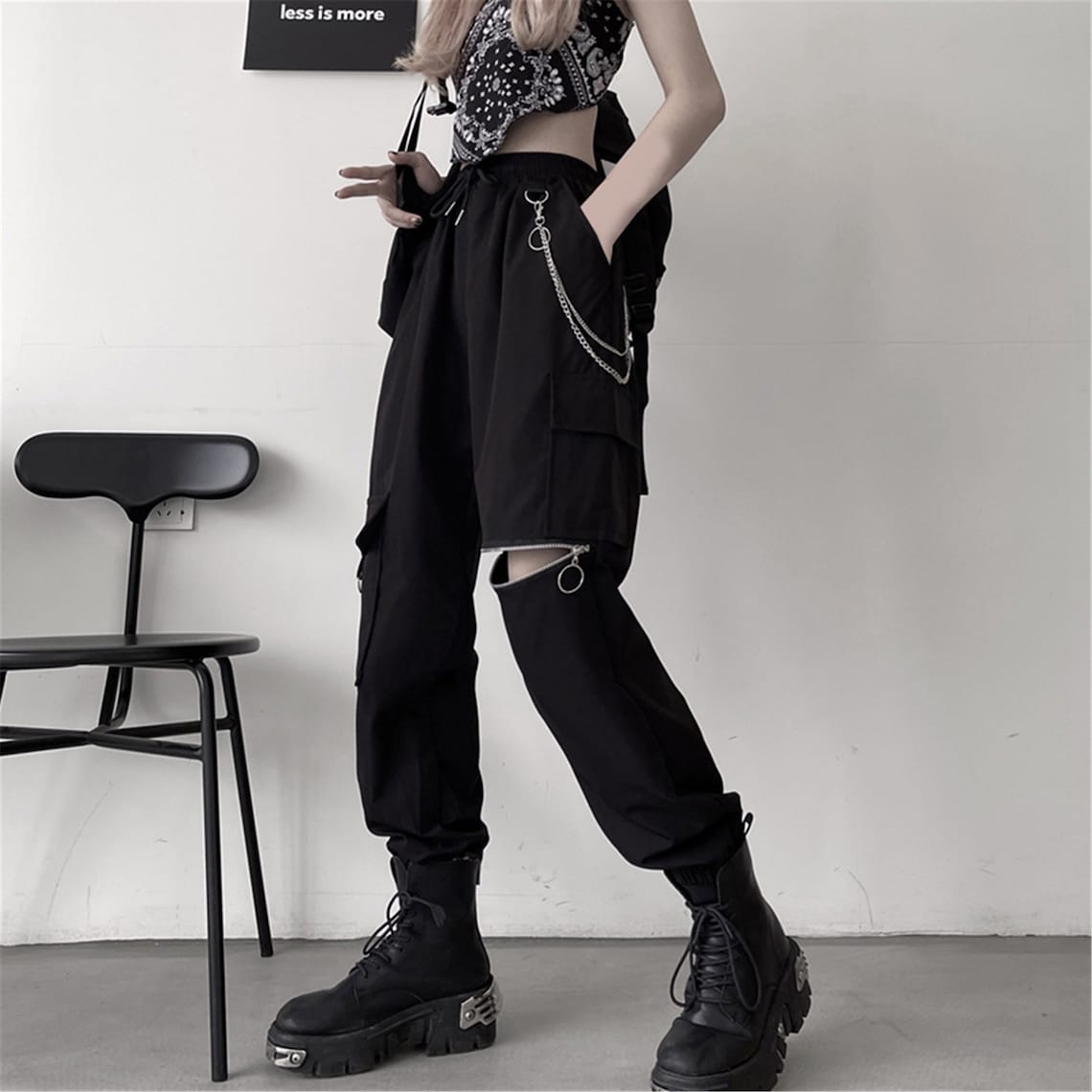 Cyberpunk Techwear Pants Black Cargo Pants Japanese | Etsy