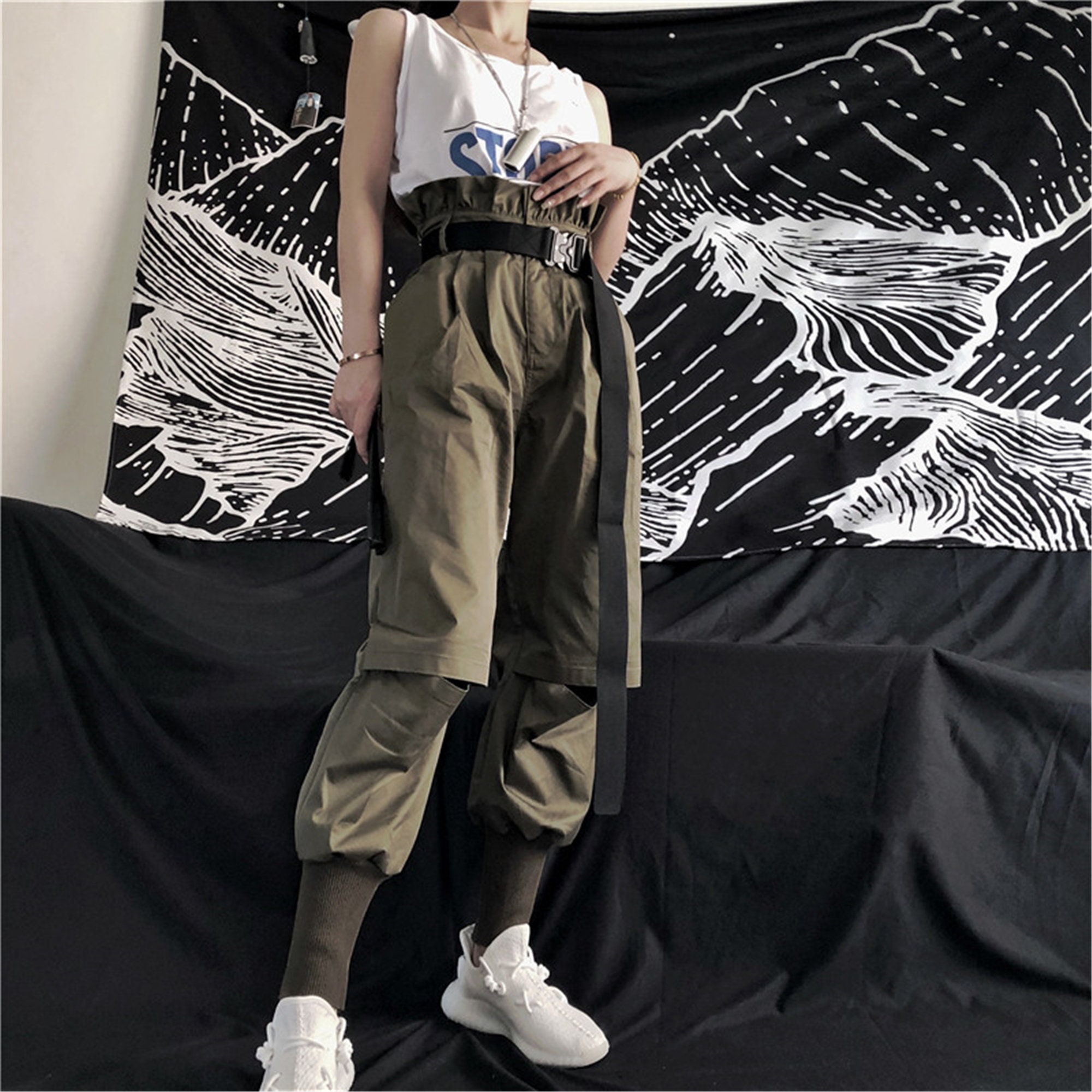 Hollow Out Techwear Cargo Pants Cyberpunk Straps Streetwear | Etsy