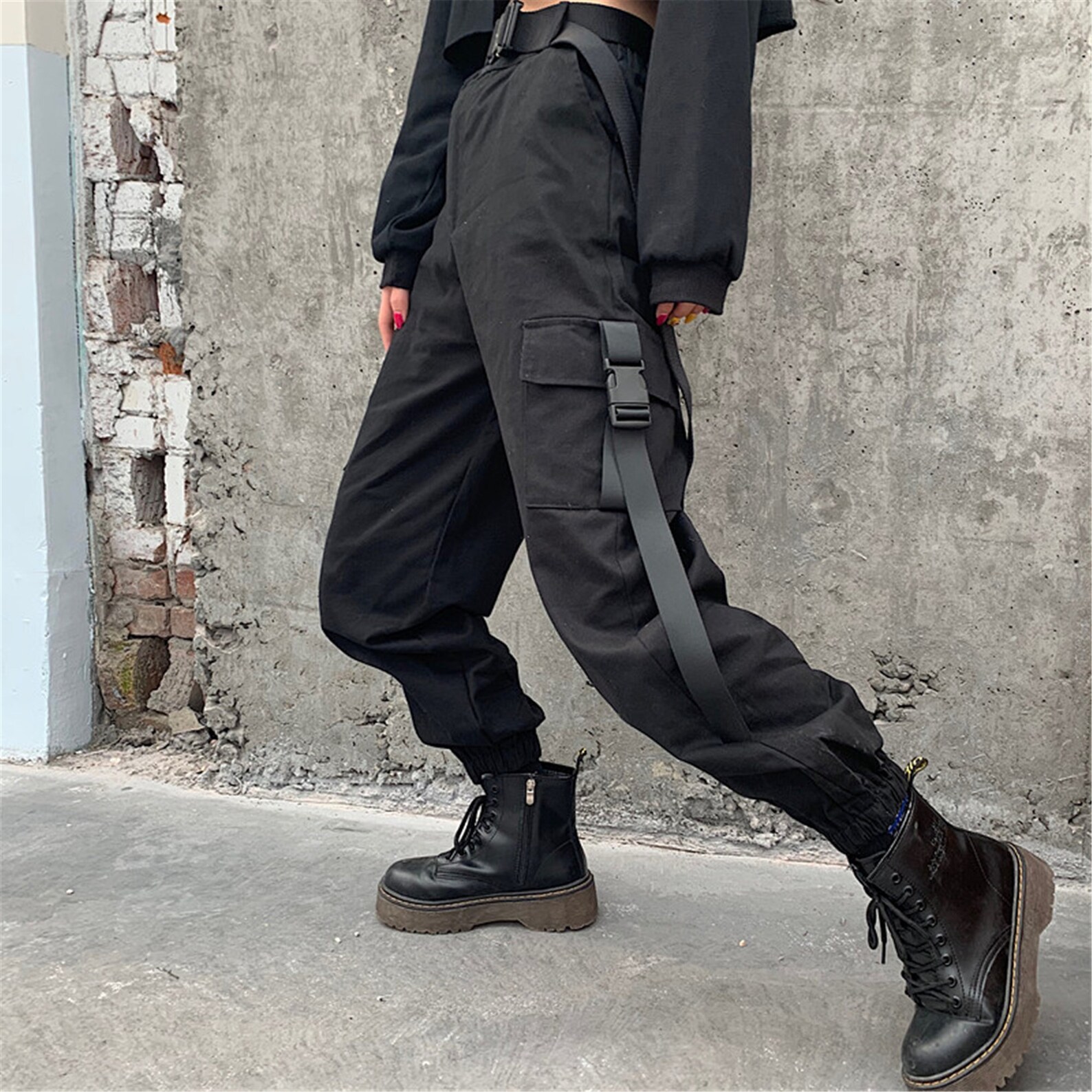 Women Techwear Cargo Pants Cyberpunk Straps Streetwear Etsy
