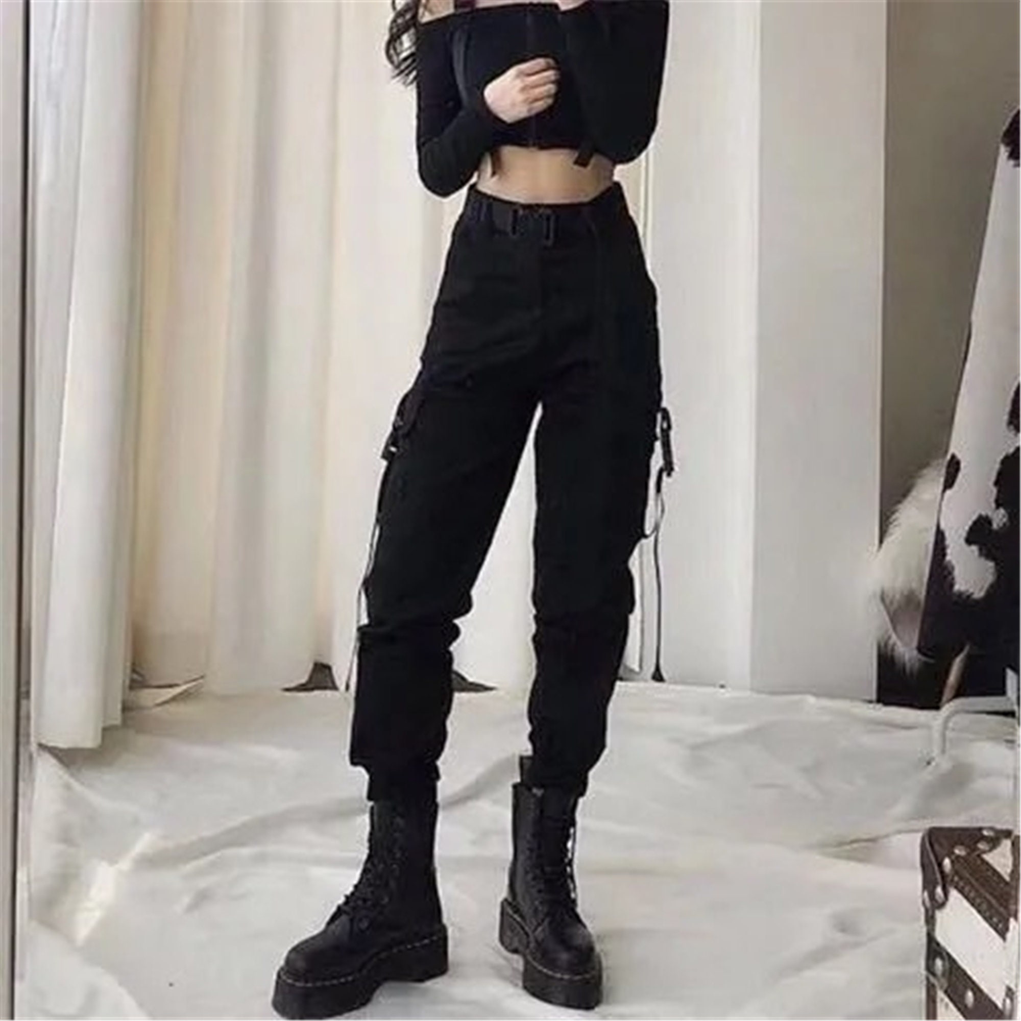 Women Cargo Pants Black Techwear Cargo Joggers Hip Hop Cargo | Etsy