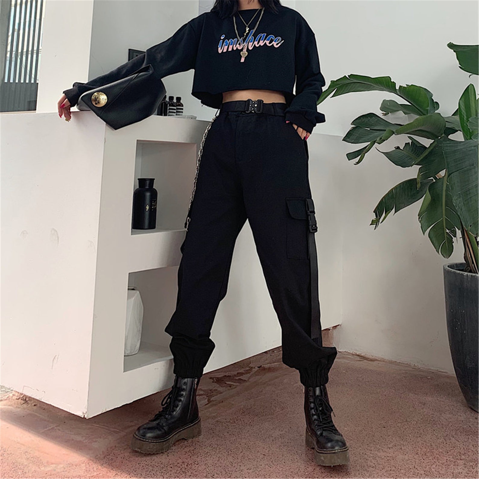 Women Techwear Cargo Pants Cyberpunk Straps Streetwear | Etsy
