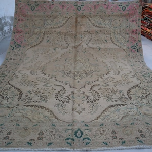 Vintage large Area rug 10x13 Afghan Handmade Wool Rug, Low Pile Distressed Faded rug, One of a kind 1900s Antique rug, Collector&#39;s piece Rug