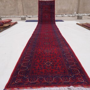 Extra Long 3x30 ft Runner, Afghan High Quality Wool Stunning Handmade Turkoman Rug, Hallway Runner, Famous Bukhara Rug 30 ft Runner 2'9x30" afbeelding 2