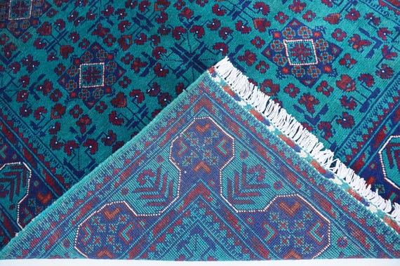 4x6 ( 125x185 Cm ) Turquoise Bukhara Rug, Turkmen Khal Muhammadi