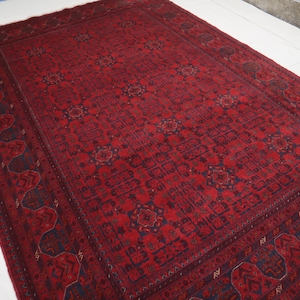 Afghan Bukhara rug 7x10 Turkmen Handmade Wool rug 200x300 cm High Pile Vintage Carpet In Excellent Condition, Tribal Large Rug, Afghan rug