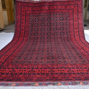 7x10 Afghan Vintage Rug, Turkmen Handmade Yousufi Rug, Tribal Wool Rug, Oriental Area Rug, Living Room Rug, Dining Table Rug, 200x300 cm Rug