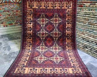 3.5X5 ft Bokhara Tribal Design Rug Khal Mohamadi Khamyab Small Handmade Oriental Afghan Turkmen Rug Soft Rug 135x81 cm kids Home Carpet
