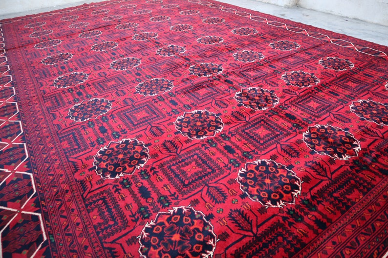17x10 Extra Large Bukhara Rug 500x300 cm Afghan Bukhara Rug, Top Quality Handmade Organic dyes Carpet, Oriental Turkmen Rug, Living Room Rug image 9