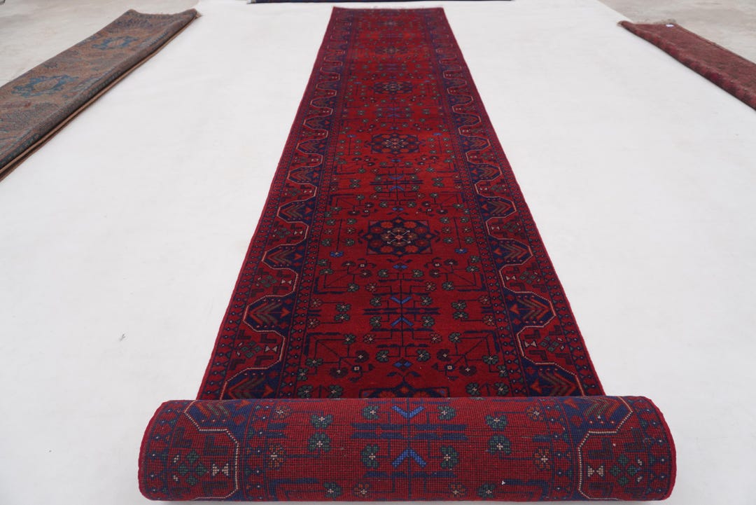 Red 20 Ft Afghan Bukhara Runner Rug 2'10x19'9 Ft Turkmen Handmade Wool ...
