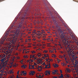 Afghan Bukhara Rug 14 ft Runner Rug, High Quality Soft Wool Stunning Turkoman Handmade Woo Rug, Hall way Runner, Khal Muhammadi Bukhara Rug image 12