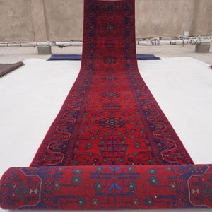 33 ft Extra Long Runner Rug, Afghan Handmade Wool Turkmen Wheat design Bukhara Rug 10 ft, 13 ft, 16 ft 23 ft Runner Rug, Hallway Runner 2x18