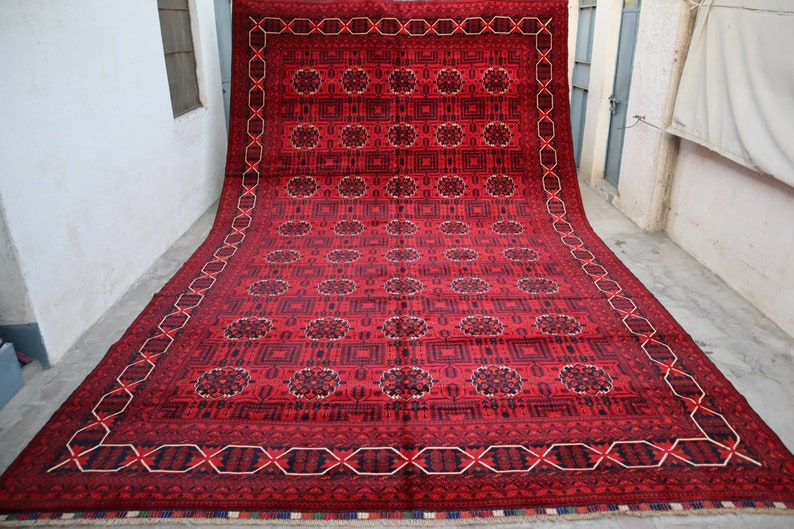 17x10 Extra Large Bukhara Rug 500x300 cm Afghan Bukhara Rug, Top Quality Handmade Organic dyes Carpet, Oriental Turkmen Rug, Living Room Rug image 1