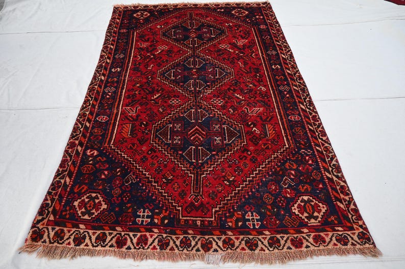 5x8 Handmade Rug, Afghan Antique Rug, Turkmen Caucasian Rug, Wool Rug