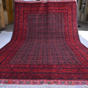 7x10 Afghan Vintage Rug, Turkmen Handmade Yousufi Rug, Tribal Wool Rug, Oriental Area Rug, Living Room Rug, Dining Table Rug, 200x300 cm Rug