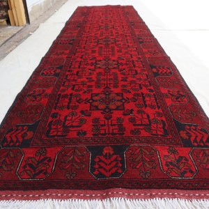 10 ft Runner rug, Turkmen Vintage Bukhara Rug, Tribal Afghan Handmade Wool Rug, Kitchen Runner, Entryway Rug, Hallway runner, Oriental Rug