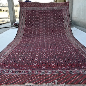 6&#39;5x12&#39;3 ft Large Antique Rug, Afghan Area Rug, Vintage Handmade Wool Rug, Geometric Turkmen famous Flatweave Kilim Rug, Oriental Rug 6x12