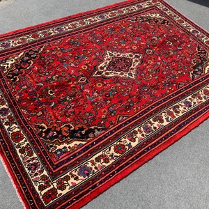 Caucasian Vintage Rug 7x10 Hand Knotted Rug, Large Area Rug, Wool Rug, Oriental Rug, Geometric Rug, Tribal Turkmen Living Room, Bedroom Rug