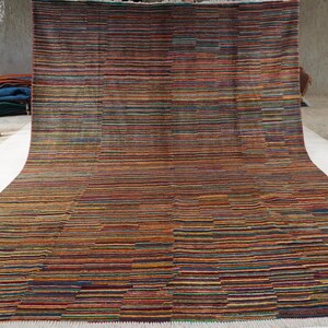 8x10 Afghan Stripe design Gabbeh Rug, Fine Quality Handmade Natural Veg dyes 100% Wool Area Rug, Bedroom, Living Room, Office Rug 235x300 cm image 2