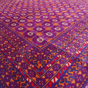 8x10 Purple Area Rug, Top Quality Afghan Handmade Wool Area Rug, Oriental Turkmen Tribal Fine Soft Rug, Turkish Bukhara Rug, Living Room Rug