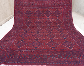Afghan Large Vintage Rug, 8x10 ft Red Area Rug, Handmade Wool Rug, Living Room Area Rug, Tekke Kalisaye Rug, Oriental rug, Bedroom Rug