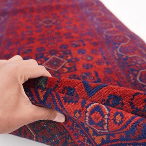 Afghan Bukhara Rug 14 ft Runner Rug, High Quality Soft Wool Stunning Turkoman Handmade Woo Rug, Hall way Runner, Khal Muhammadi Bukhara Rug image 10