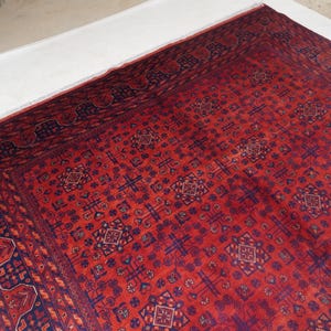 1990s Antique Rug 8'4x11'5" Turkmen Tekke Bukhara Rug Large Area Rug, Handmade Wool Rug Afghan Old Style Rug, Tribal Soft Pile Oriental Rug image 3