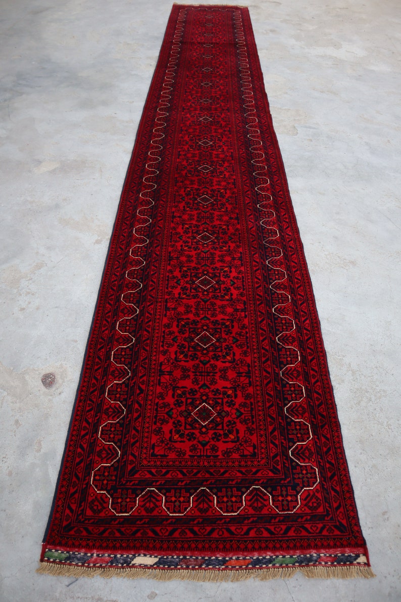 Afghan 16 Feet Runner Rug Handmade High Pile Wool Bukhara | Etsy