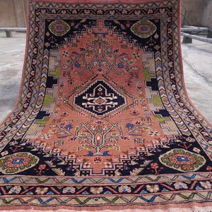 6x8 Terracotta Rug, Afghan Handmade Rug, Fine Wool Rug, Turkmen Caucasian Rug, Vintage Pattern Geometric Rug, Oriental Rug, Living Room Rug