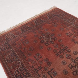 Antique Terracotta Rug 3'4x5'3" Turkmen Bukhara Rug, Handmade Afghan Wool Rug, Bedroom Rug, Office Rug, Kitchen Rug, Tribal Rug image 4