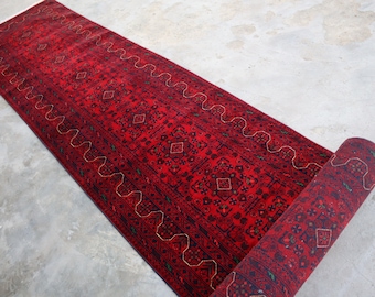 19 ft Extra Long Runner rug, Top Quality Afghan Bukhara Rug, Handmade High Pile Soft Wool rug, Oriental Turkmen Bokhara Rug, Hallway runner