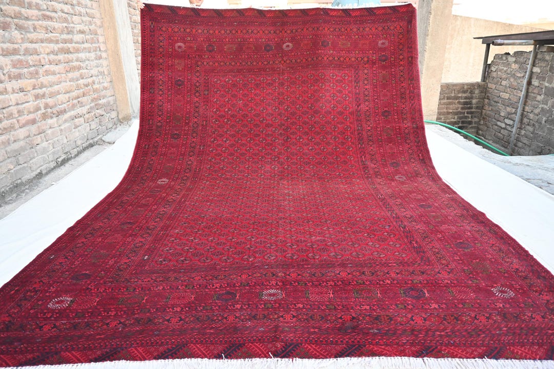 1940s Antique Large 8x11 Turkmen Tribal Mowri Rug, Handmade Wool Rug ...