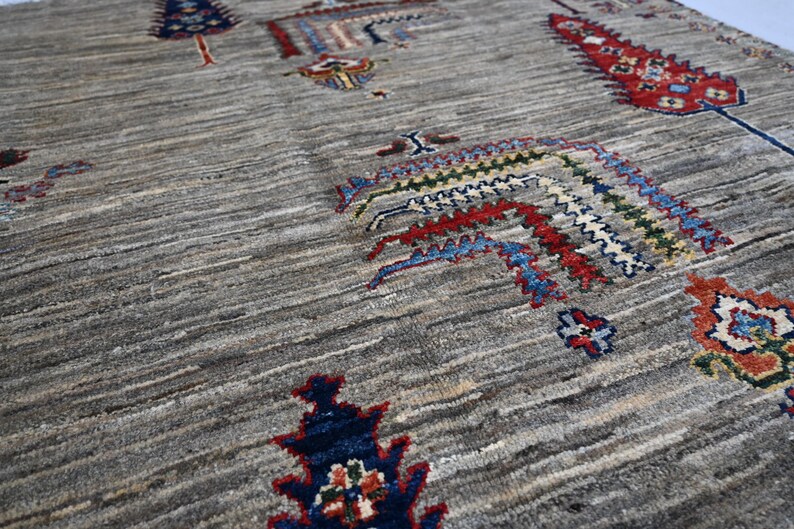 5x7 Afghan Natural Pictorial Rug, Top Quality Handmade Wool Rug 150x200