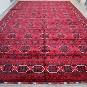 17x10 Extra Large Bukhara Rug 500x300 cm Afghan Bukhara Rug, Top Quality Handmade Organic dyes Carpet, Oriental Turkmen Rug, Living Room Rug image 2