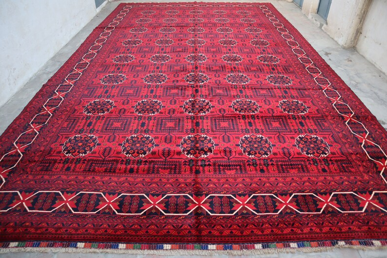 17x10 Extra Large Bukhara Rug 500x300 cm Afghan Bukhara Rug, Top Quality Handmade Organic dyes Carpet, Oriental Turkmen Rug, Living Room Rug image 2