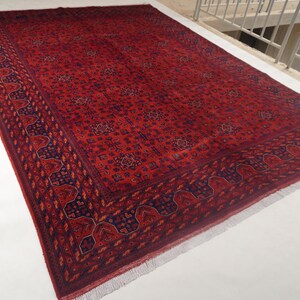 1990s Antique Rug 8'4x11'5" Turkmen Tekke Bukhara Rug Large Area Rug, Handmade Wool Rug Afghan Old Style Rug, Tribal Soft Pile Oriental Rug image 4