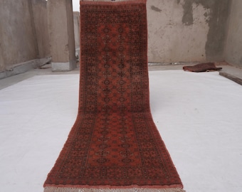 Vintage Terracotta Rug 2'1x6'8 ft Turkmen Handmade Wool rug, Afghan Tribal Bashiri Rug, Hallway 7 ft Runner Oriental Rug Kitchen Runner Rug