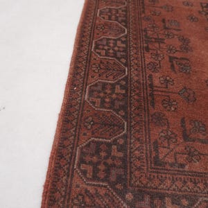 Antique Terracotta Rug 3'4x5'3" Turkmen Bukhara Rug, Handmade Afghan Wool Rug, Bedroom Rug, Office Rug, Kitchen Rug, Tribal Rug image 6