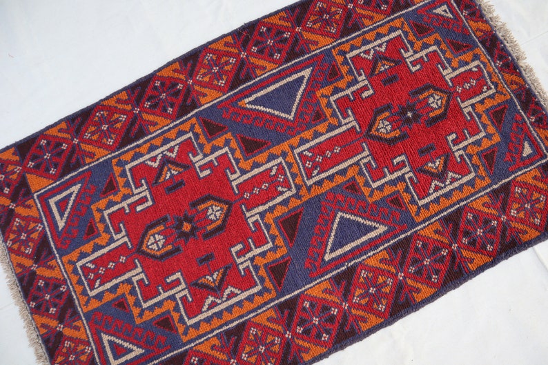 Red 3x4'7 Ft Afghan Vintage Balachi Rug Big Discounted Etsy