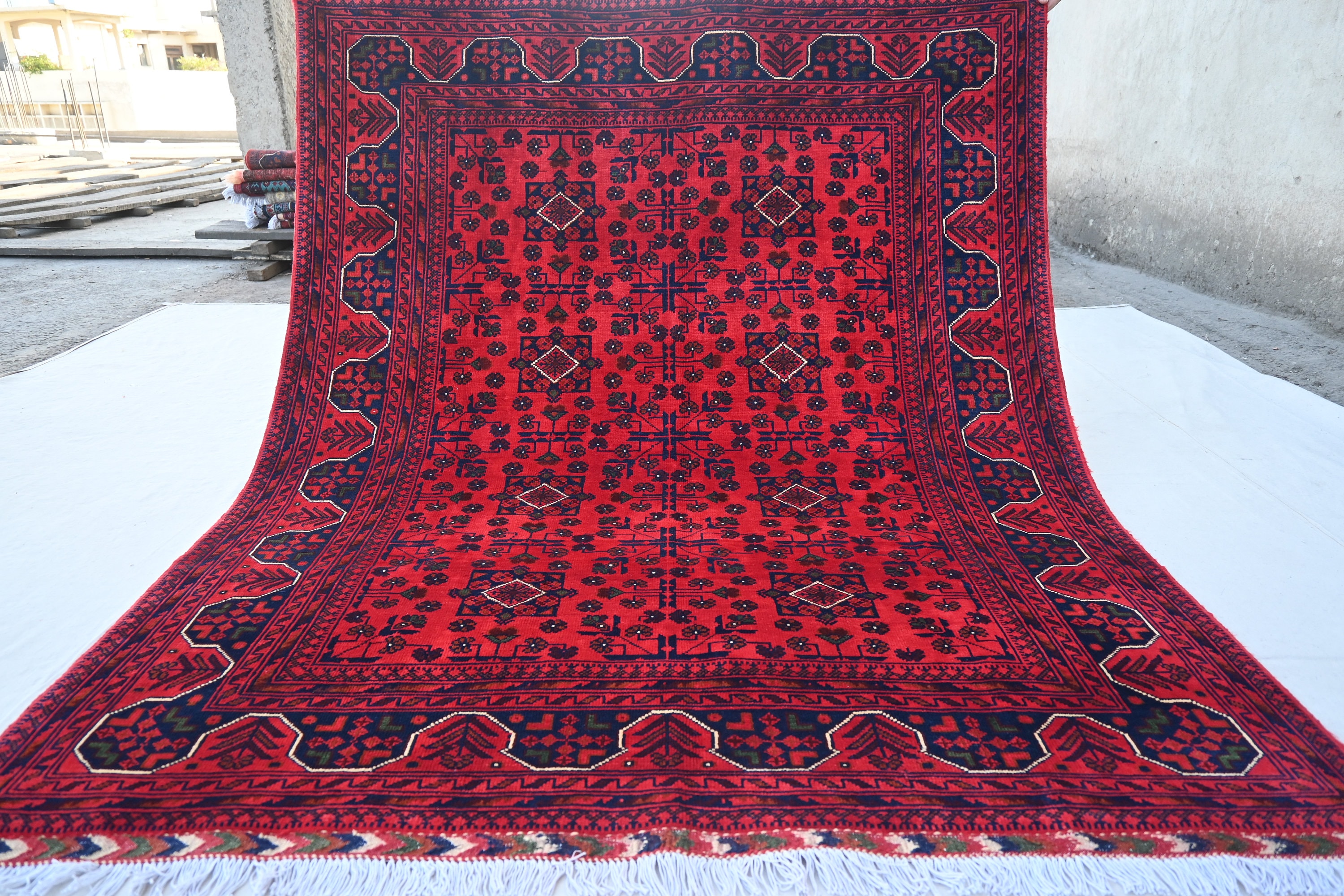 Afghan Bukhara Rug, Turkmen Handmade Wool Rug, Custom Khal