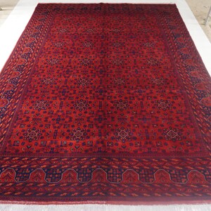 1990s Antique Rug 8'4x11'5" Turkmen Tekke Bukhara Rug Large Area Rug, Handmade Wool Rug Afghan Old Style Rug, Tribal Soft Pile Oriental Rug image 5