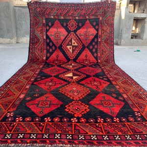 1920s Antique Rug 5x9 Afghan Caucasian design, Turkmen Handmade Wool Area Rug, Geometric Oriental Rug, Bedroom, Office, Tribal Bohemian Rug