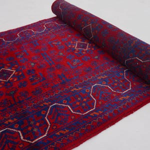 Afghan Bukhara Rug 14 ft Runner Rug, High Quality Soft Wool Stunning Turkoman Handmade Woo Rug, Hall way Runner, Khal Muhammadi Bukhara Rug image 4