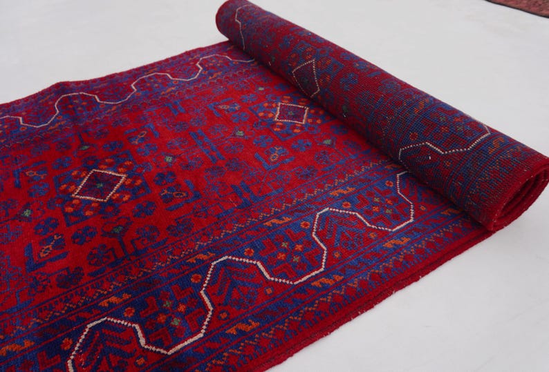 Afghan Bukhara Rug 14 ft Runner Rug, High Quality Soft Wool Stunning Turkoman Handmade Woo Rug, Hall way Runner, Khal Muhammadi Bukhara Rug image 4