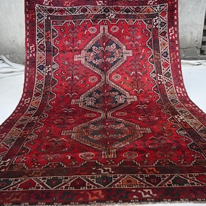 1920s Vintage Rug 5&#39;5x7&#39;9 ft Turkmen Handmade Wool Area Rug, Medallion Caucasian Rug, Oriental Rug, Rug for Living Room, Bohemian Rug