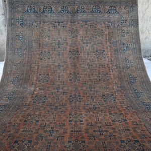7x10 Collectors Piece Antique Pattern Bukhara Rug, Terracotta Handmade Wool Rug, Geometric Rug Afghan Oriental Turkmen Tribal Bedroom Rug