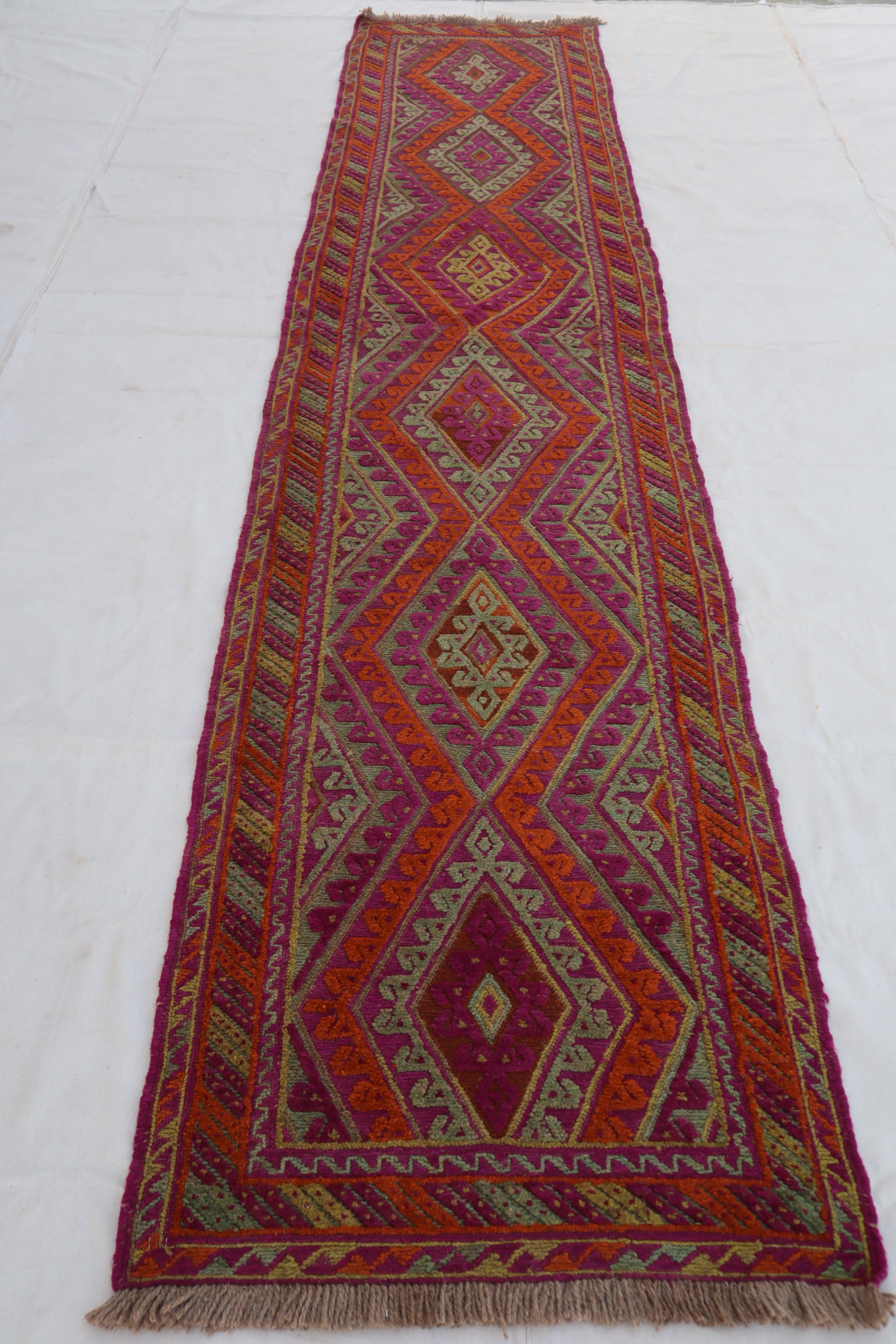 13フィートのヴィンテージロングランナーラグ、アフガニスタン